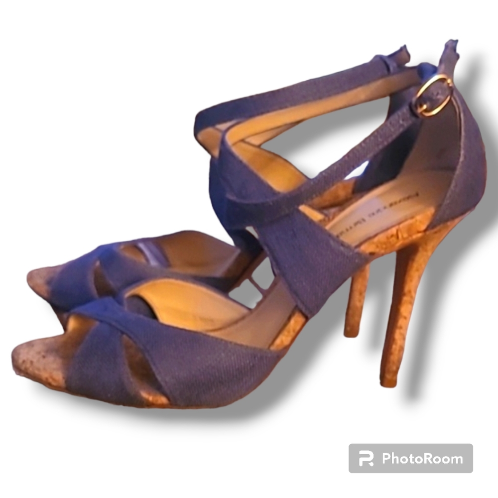 Alexandre Birman Denim High Heel Stappy Sandal